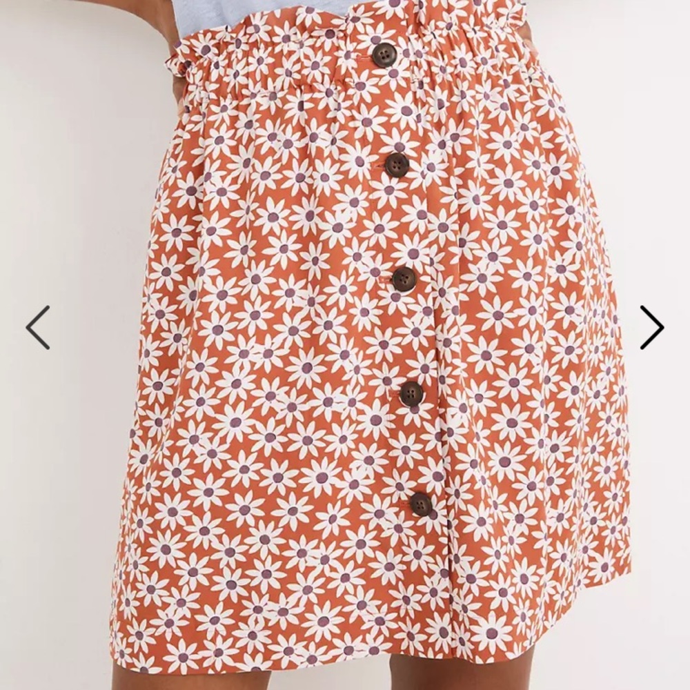 Madewell Paperbag Button-Front Mini Skirt in Falling Daisies size M
